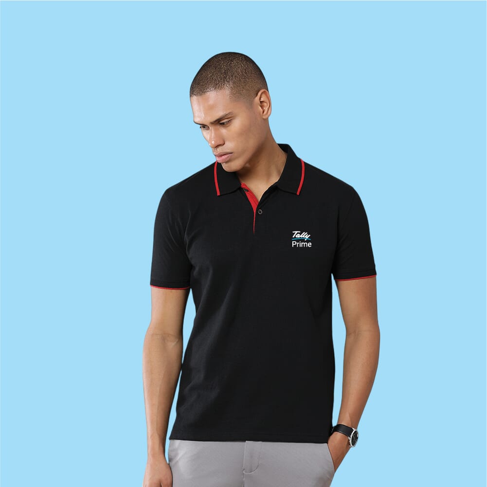 Greys&Blues Jacq Polo T-Shirt-Black with Red SH